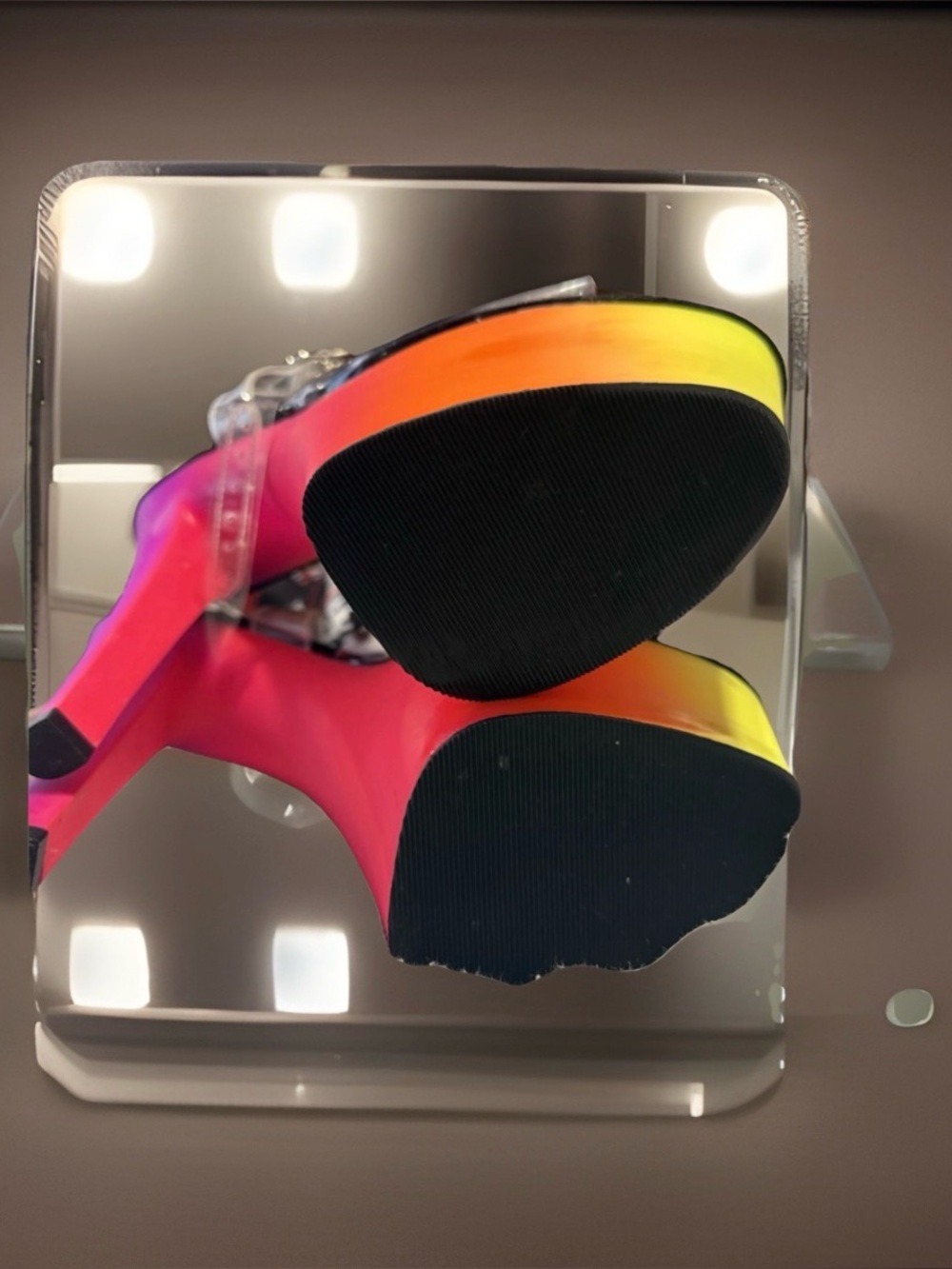 Pleaser Uv Rainbow Platform adore 7 inch Heels with Pink Stilettos Rainbow-308UV